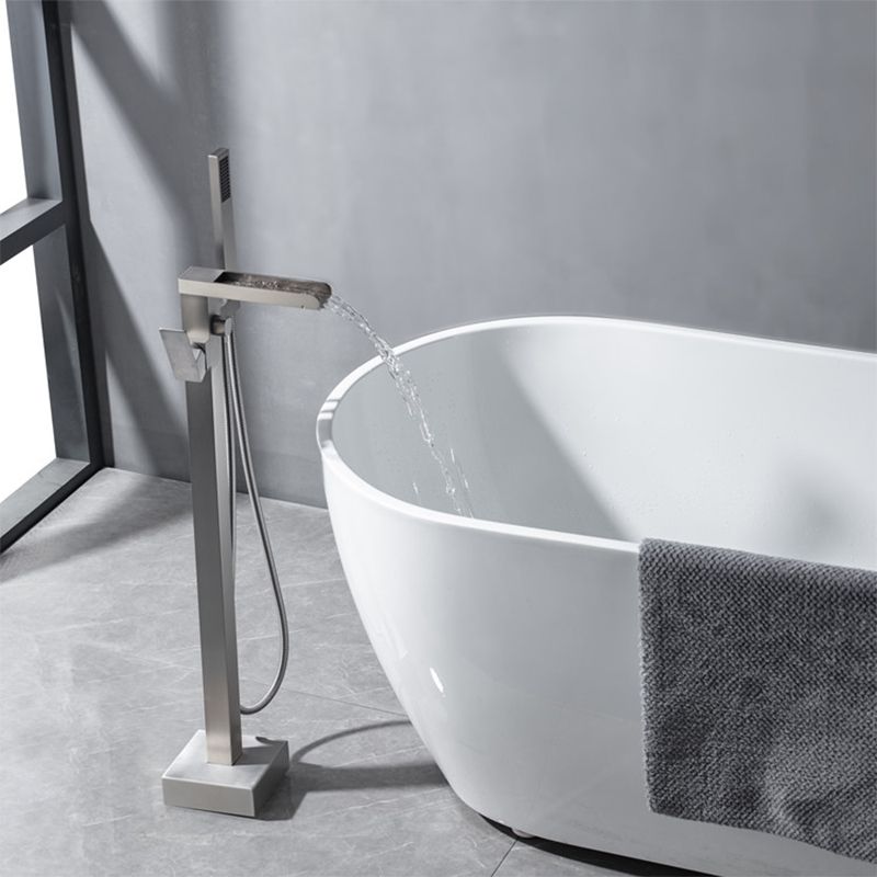 Modern Deck Mounted Copper Tub Faucet Low Arc Waterfall Tub Faucet