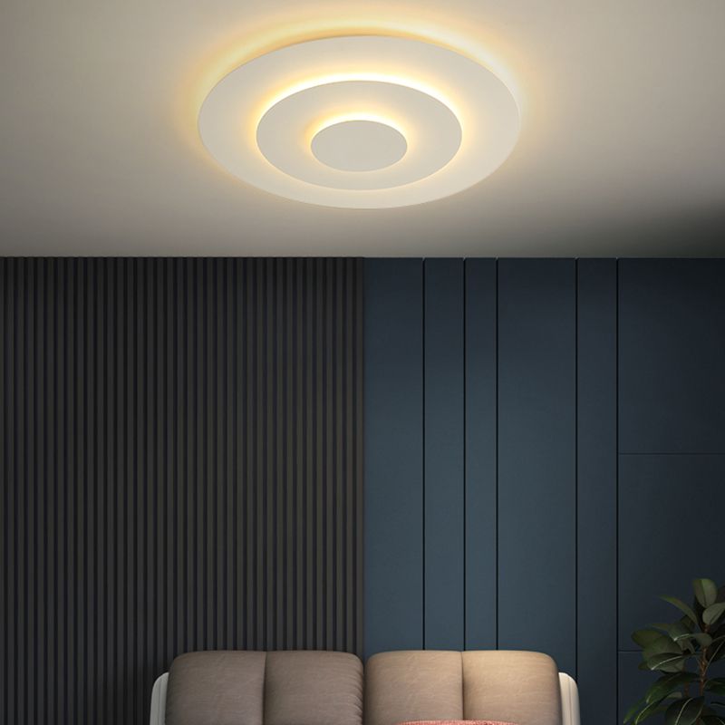 Lacquered Metal LED Flush Mount in Modern Concise Style Acrylic Geometric Ceiling Light in White