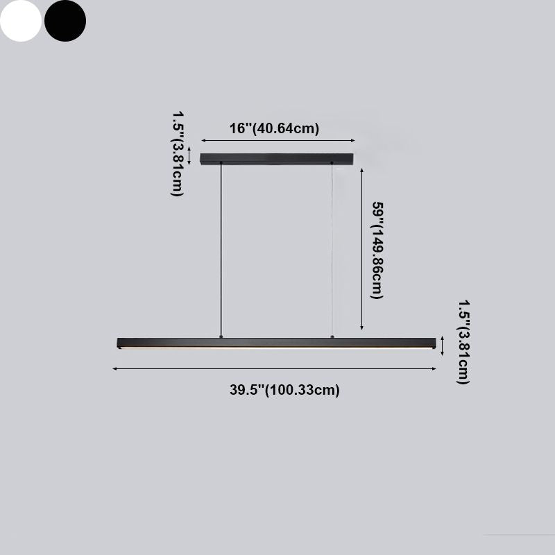 1 Light Linear Island Lighting Modernism Metal Pendant Light Fixture for Dining Room