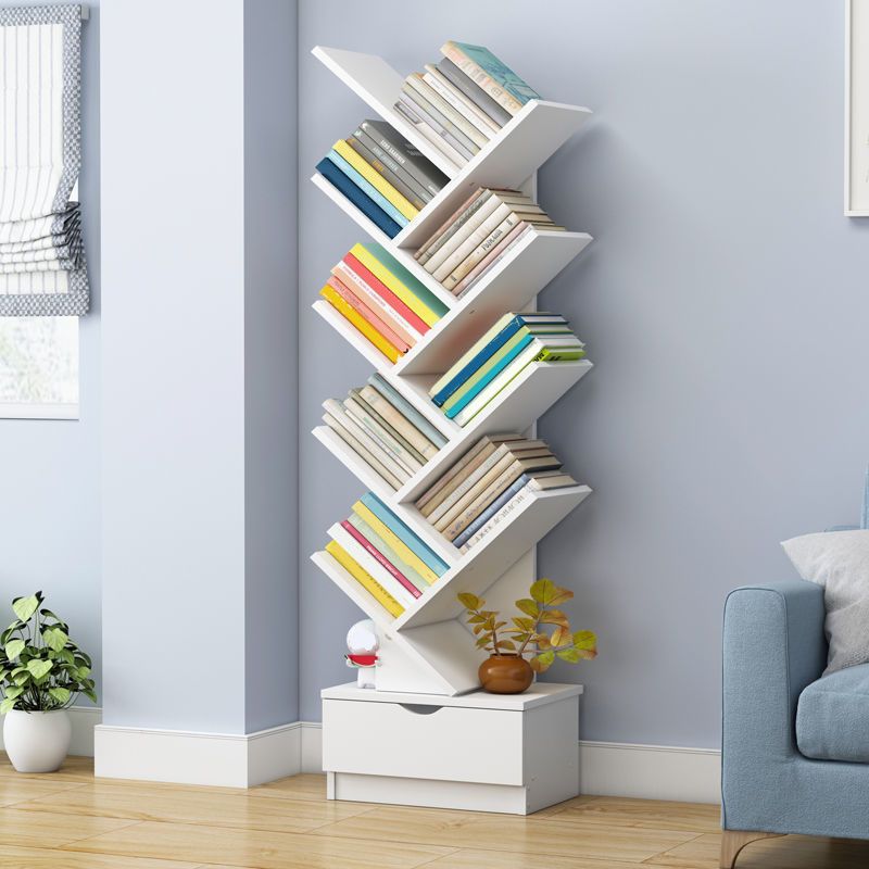 Open Back Vertical Bookshelf Engineered Wood Bookcase for Study Room