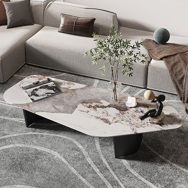 15"H Contemporary Coffee Table Single Stone Coffee Cocktail Table
