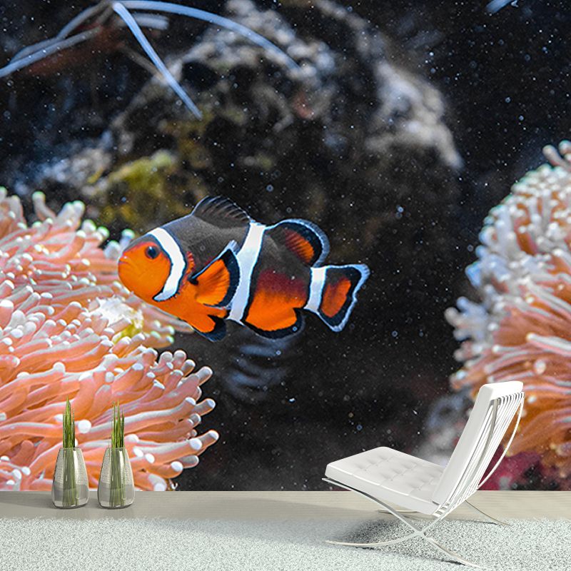 Tropical Photography Wall Mural Fish Pattern Stain Resistant Wall Mural