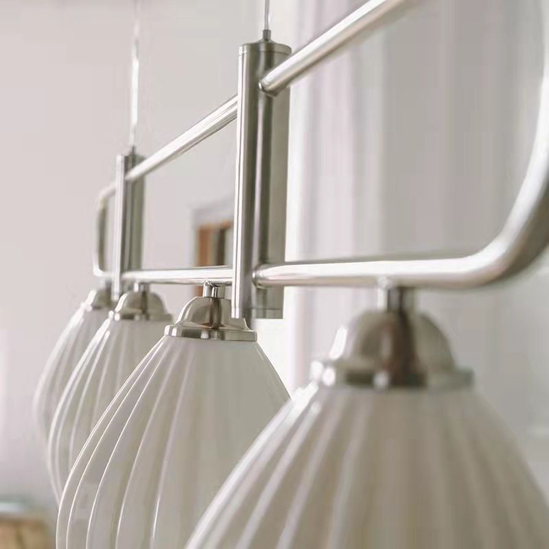 3/4-Light Modern Style Nickle/Chrome Shaded Statement Linear Kitchen Island Light