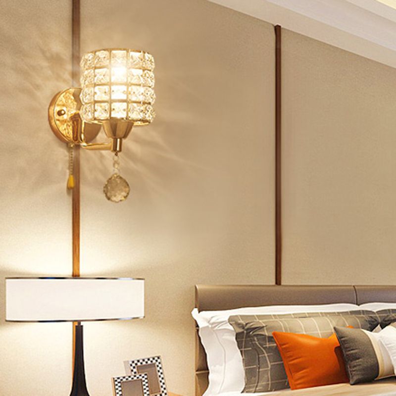 Metal Crystal Sconce Light Postmodern Wall Mounted Light Fixture for Bedroom Living Room