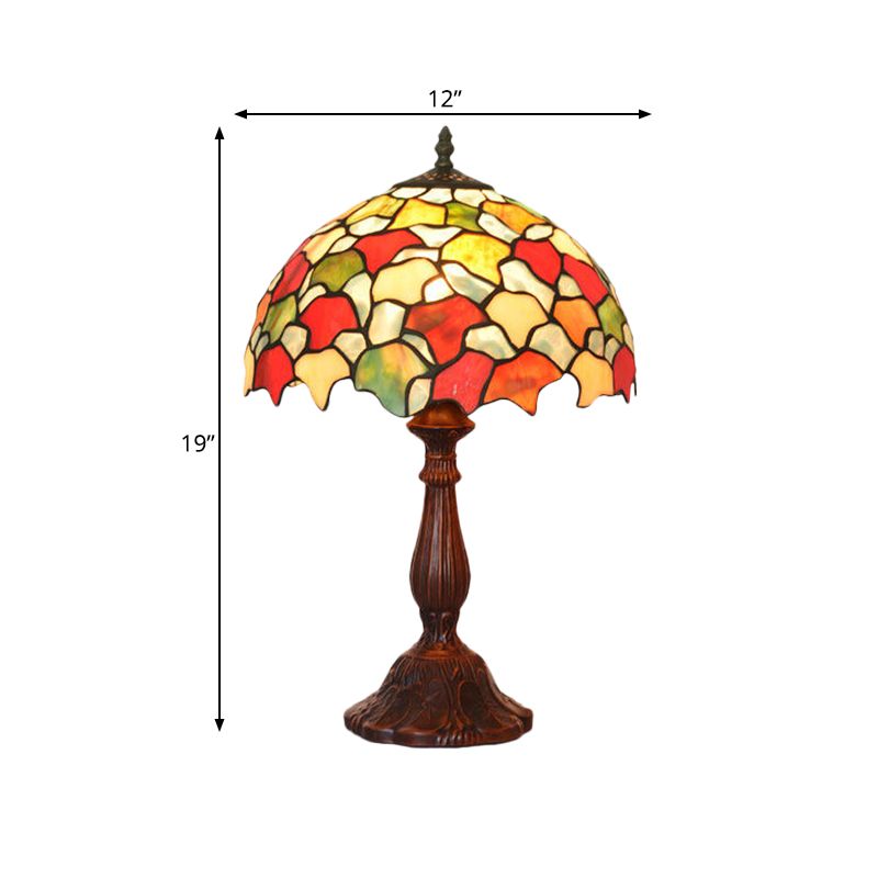 Foliage Hand-Crafted Glass Night Lamp Baroque 1 Bulb Coffee Finish Table Lighting
