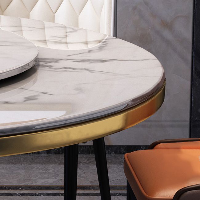 Metal Modern Round Indoor Table Sintered Stone Table for Kitchen and Dining Room