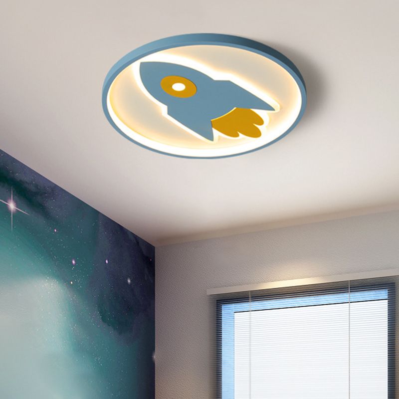 Rocket Flush Mount Ceiling Light Cartoon Metal Ceiling Light Fixtures for Bedroom