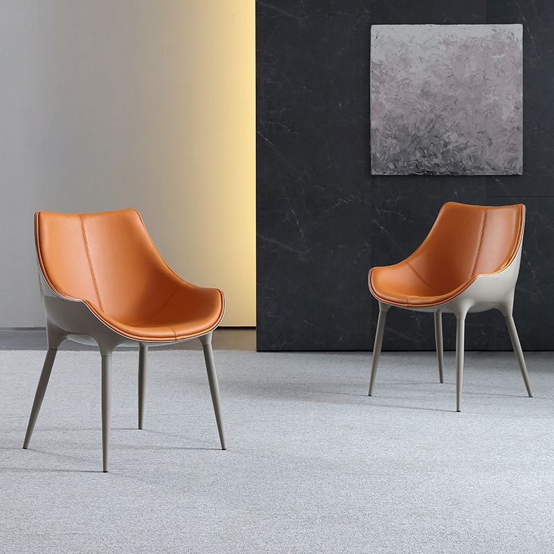 Sillas auxiliares de comedor estilo moderno Silla auxiliar con brazo de cocina y patas de metal (juego de 2)