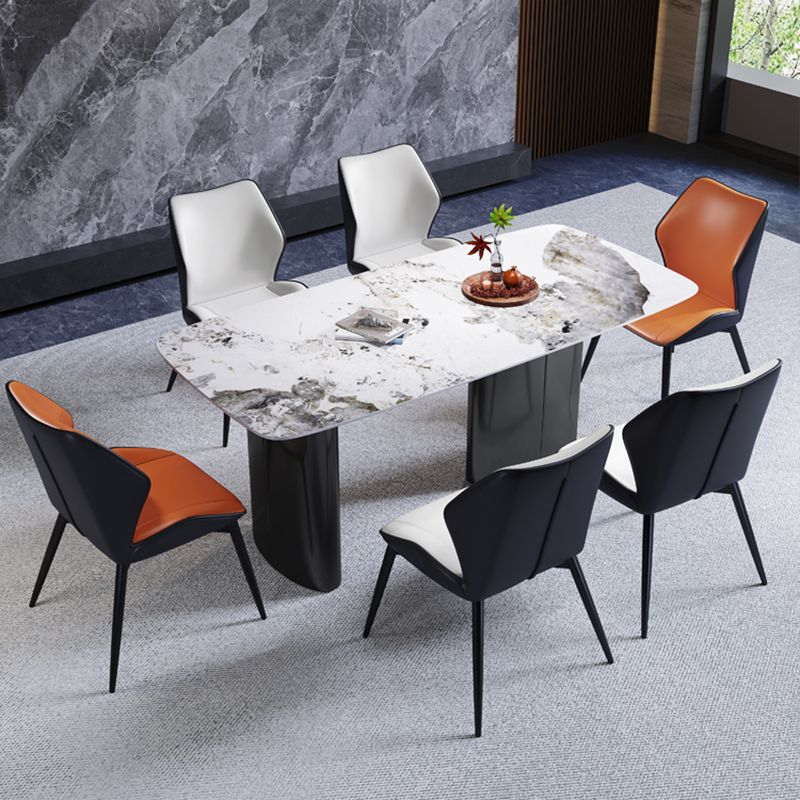 Silla auxiliar de cuero contemporánea para el hogar Silla de comedor con respaldo orejero (juego de 2)