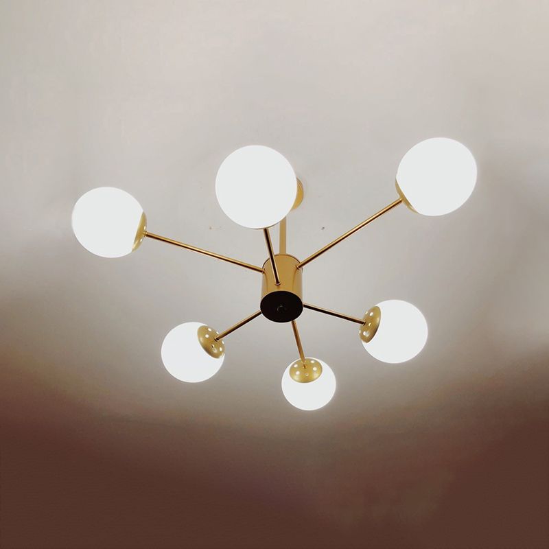 Moderne stijl kroonluchter verlichtingsbevolking bolvormige vorm glas hanglicht voor slaapkamer