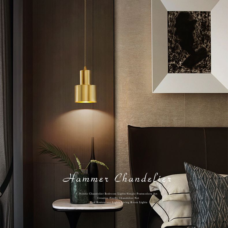 Postmodern Simplicity Brass Lamp Body Pendant Lamp Hanging Light for Bedroom