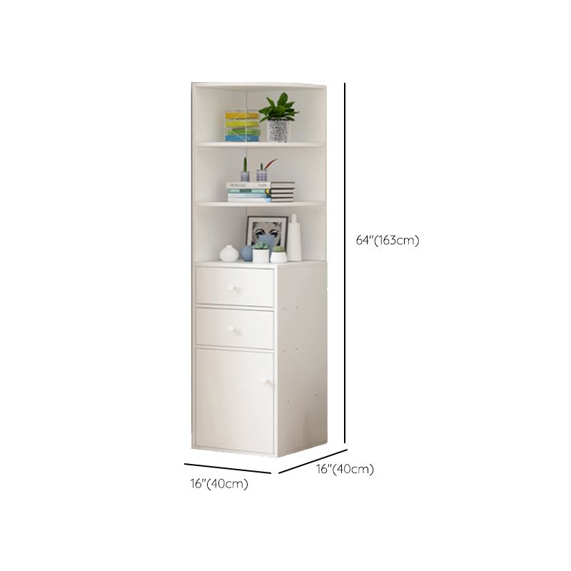 Contemporary White Water Resistant Cabinet with Drawers Corner Cabinet