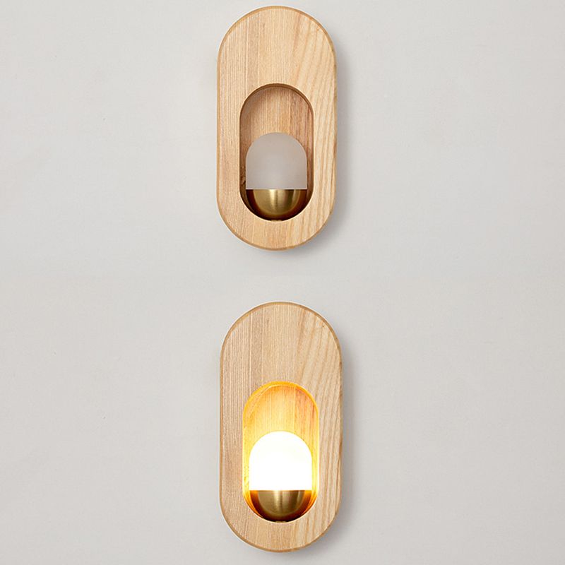 Moderna pared de madera apliques ovalado 1 luz acrílica de pared acrílica para dormitorio