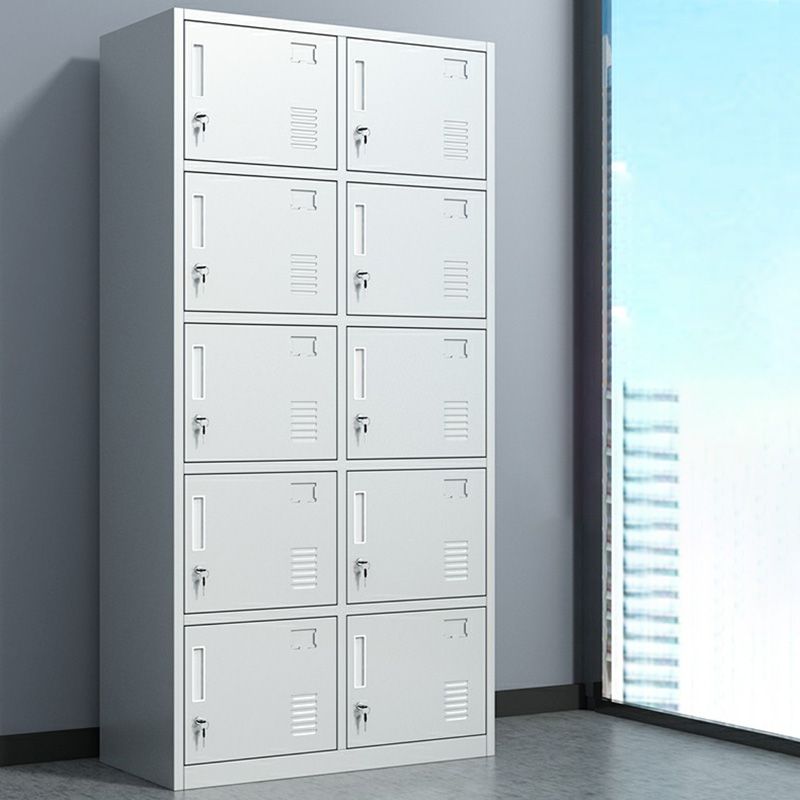 Metal Hinged Door Storage Cabinet Contemporary Gray Cabinet for Bathroom