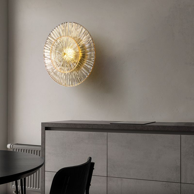 LED Modern Metal Wall Sconce Flower Shape Wall Light with Glass Shade for Bedroom