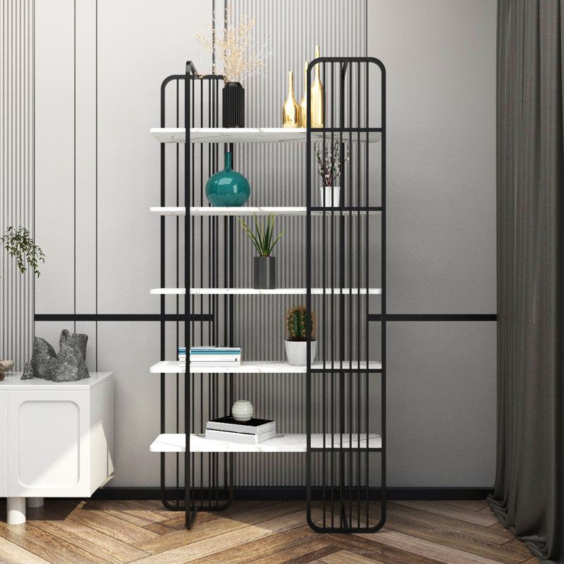Contemporary Style Bookcase Metal Open Back Etagere Bookshelf for Home Office