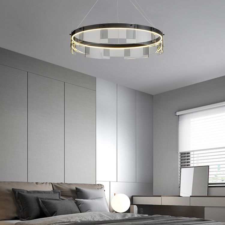 Contemporary Simple LED Hanging Light Metal Circular Pendant Light for Living Room
