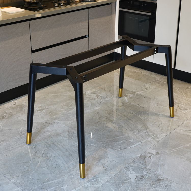 Scandinavian White Slate Dining Table Rectangular Dining Table with Wood Base