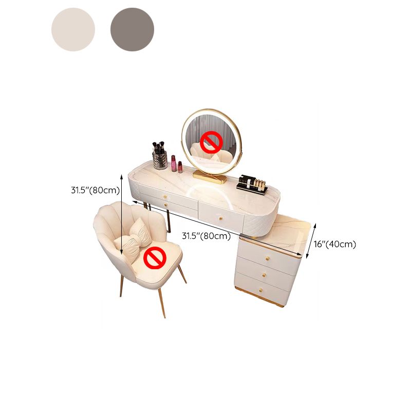Glam Makeup Vanity Set Glass Top Vanity Dressing Table with Drawers