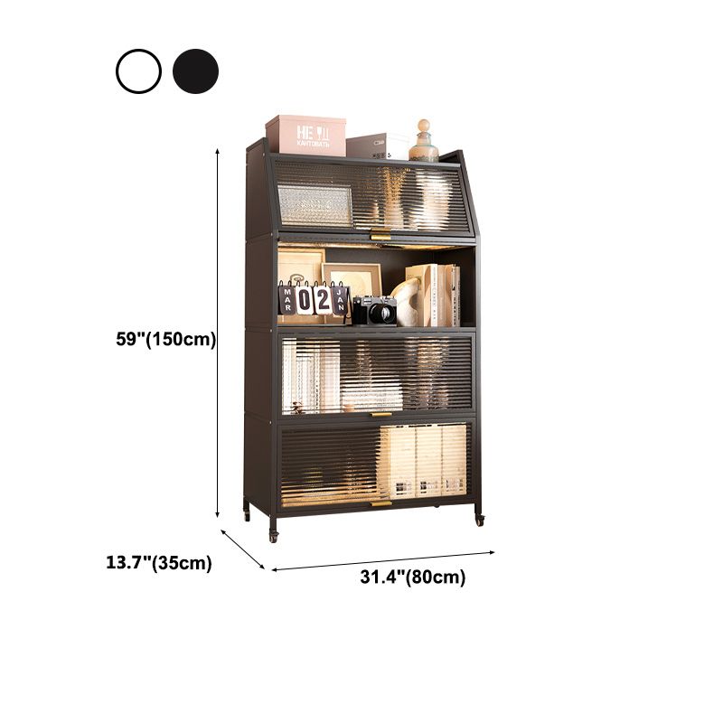 Modern Style Bookshelf Metal Closed Back Bookcase with Door for Home Office