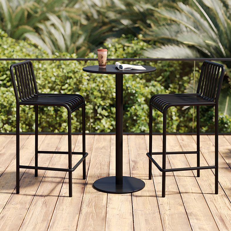 Modern Metal Round Dining Table Set 1/3/4 Pieces Counter Table Set for Outside