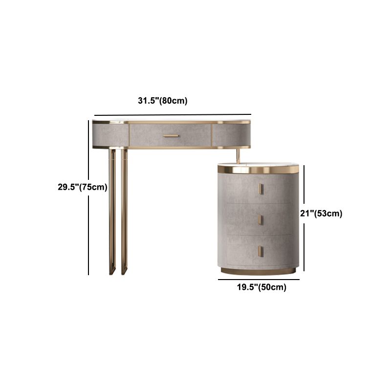 Glam Wood Vanity Dressing Table Gray Vanity Makeup Table Set with Drawer