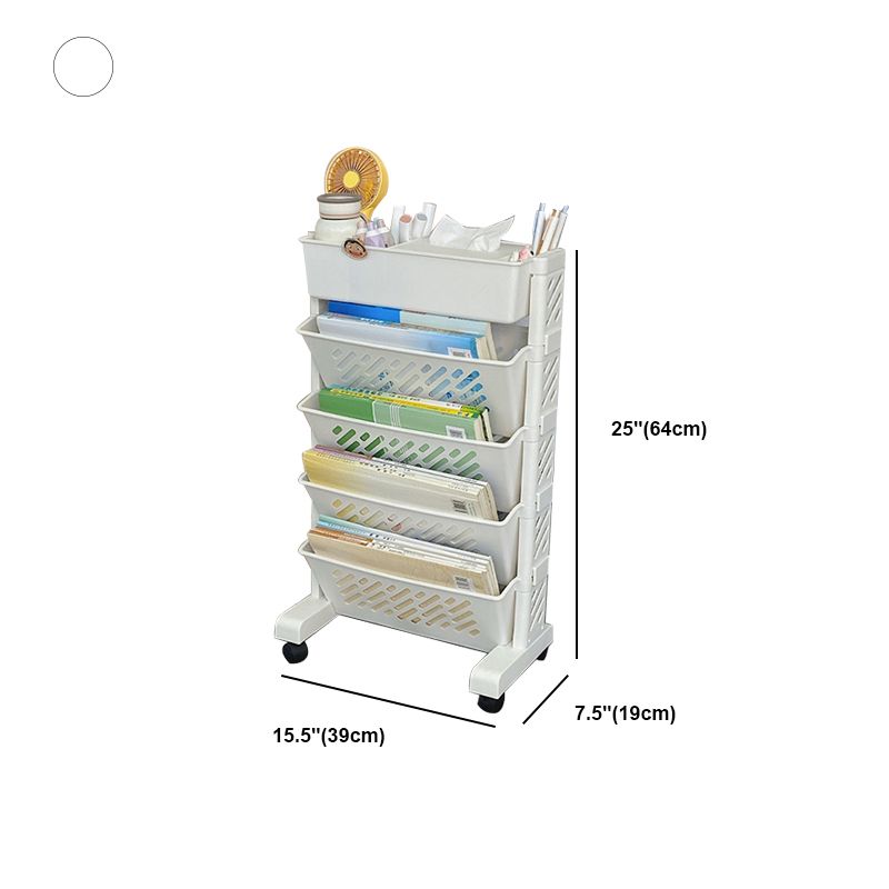 Modern & Contemporary Shelf Bookcase Plastic/Acrylic Bookshelf with Caster