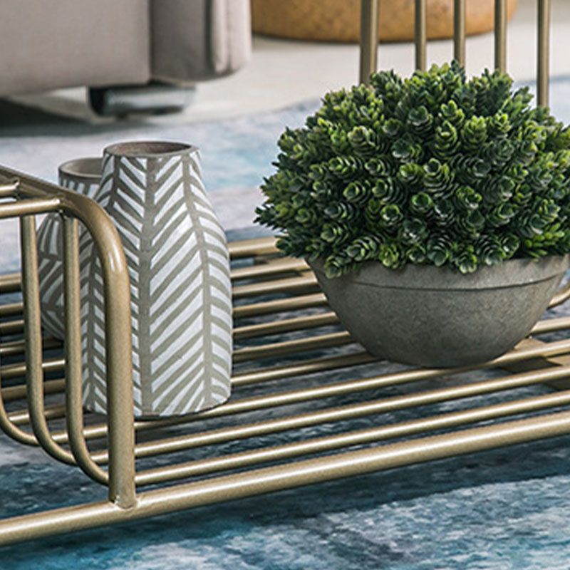 Glam Rectangle Coffee Table with 3 Shelves and Marble Top Cocktail Table