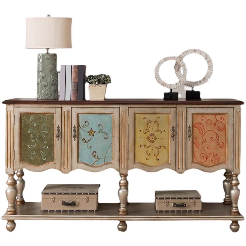 36.6" Tall Wood Accent Cabinet, Industrial Rectangle Accent Chest with Doors