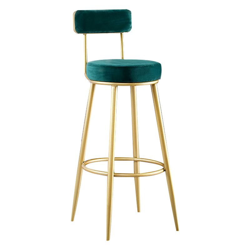 Nordic Glam Style Bar Stool Round Bar Stool with Metal Legs for Home