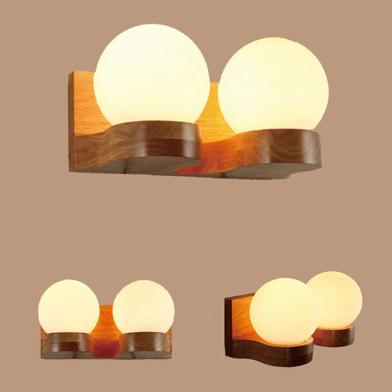 2 LA LA LA LUCCHI LIGHT SCONCE ROUND SCONCIO MODERNO SECCHIO STILO ALLIGHITÀ DELLA parete in legno in marrone