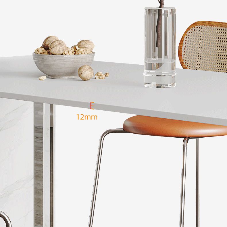 Stone Dining Table Modern Table with Double Pedestal Base for Dining Room