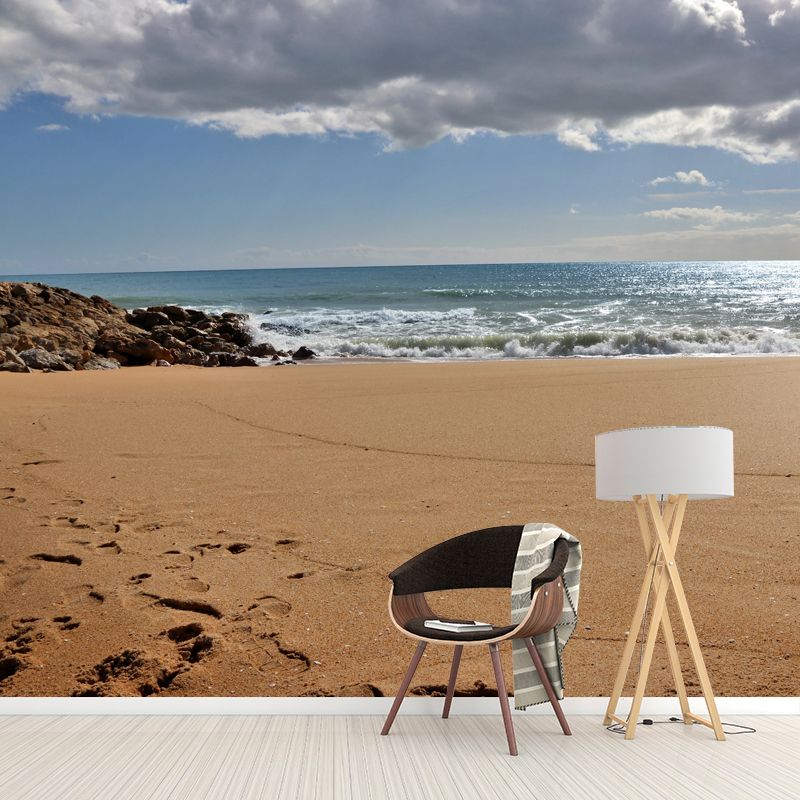 Tropical Beach Mural Decal Modern Wall Decor for Living Room, Moisture Resistant