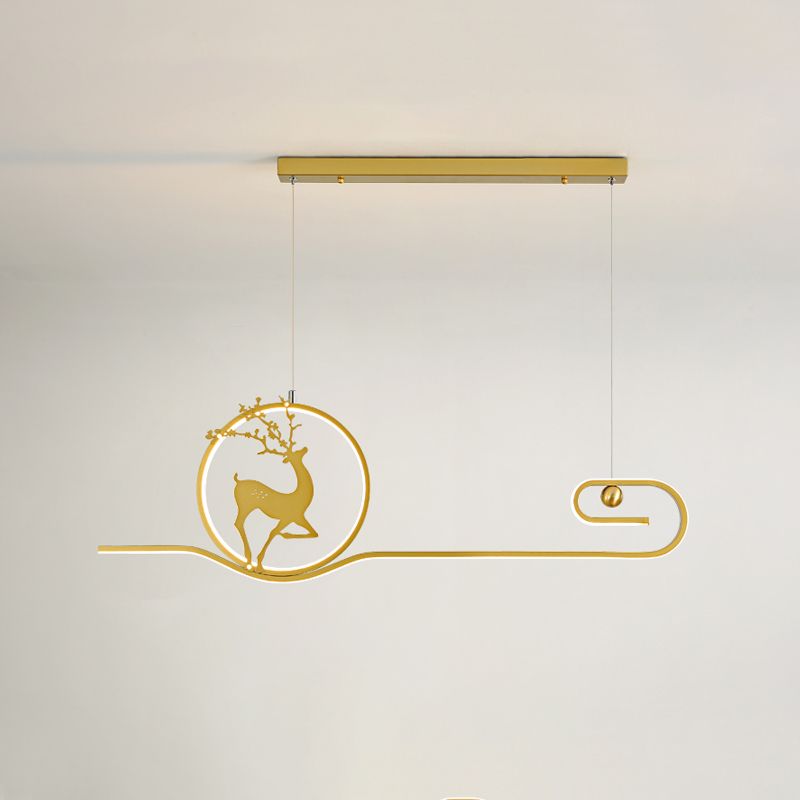 Candelier de la isla de ciervo moderno Candelera de 2 cabezas de restaurantes de iluminación colgante de iluminación