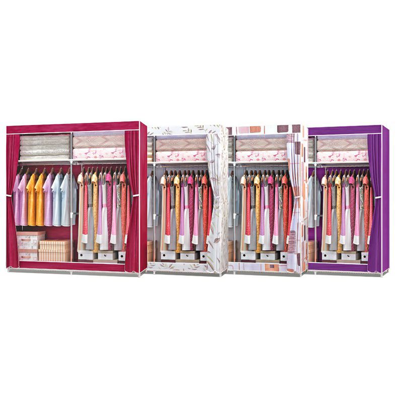 Contemporary Wardrobe Armoire Metal Wardrobe Cabinet - 51.18 x 18.11 x 66.14 Inches