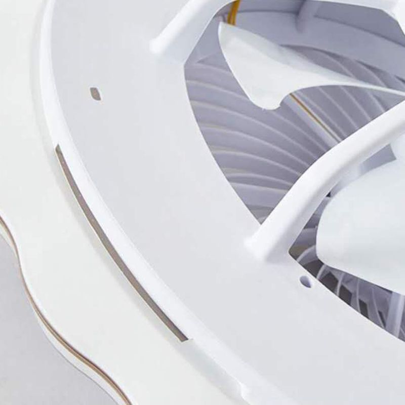 Floral Ceiling Fan Light Fixture Kids Style Metal Bedroom LED Semi Flush Mount Lamp