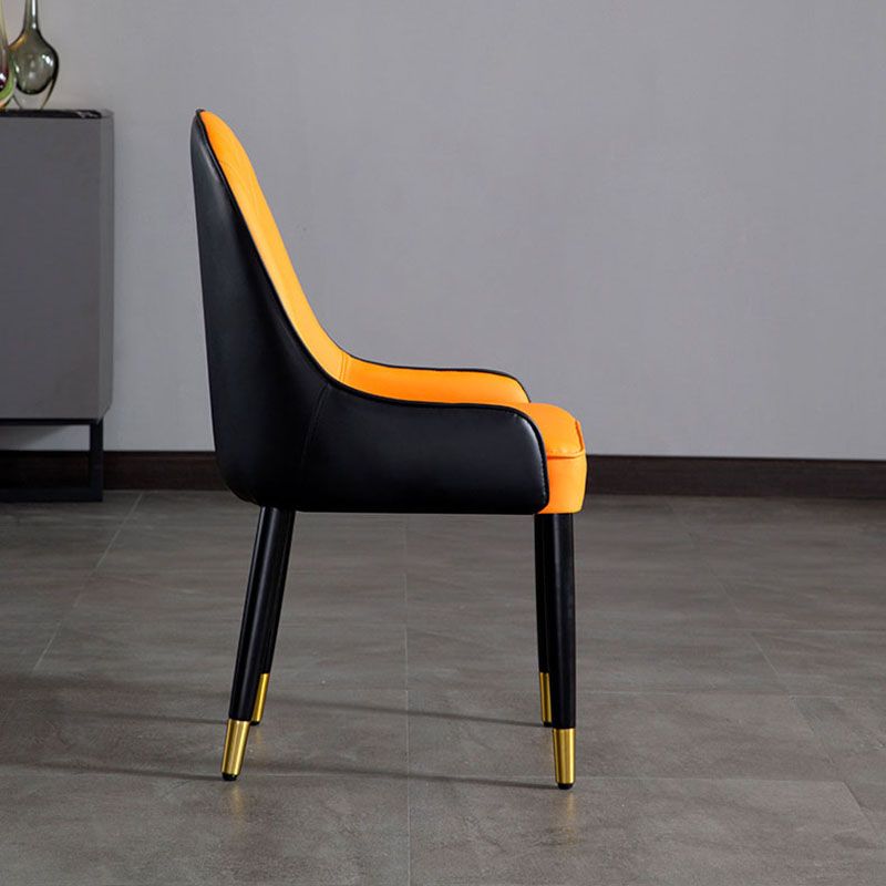 Scandinavian Upholstered Dining Chairs Arm Solid Back Dining Side Chair