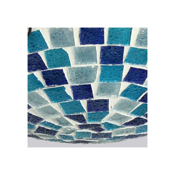 Blue Round Ceiling Light Fixture 12"/16" Width Tiffany Mosaic Glass 1 Bulb Flush Mount Ceiling Light