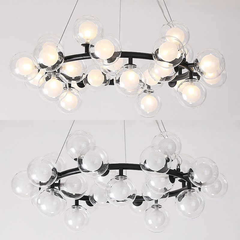 Ultra-modern Globe-Shaped Hanging Chandelier Glass Suspension Lighting with Hanging Cord for Living Room