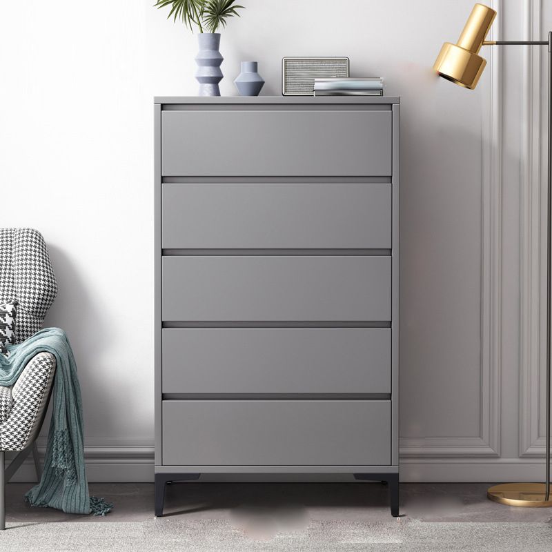 Contemporary Storage Chest Engineered Wood Bedroom Chest in Gray with Drawers