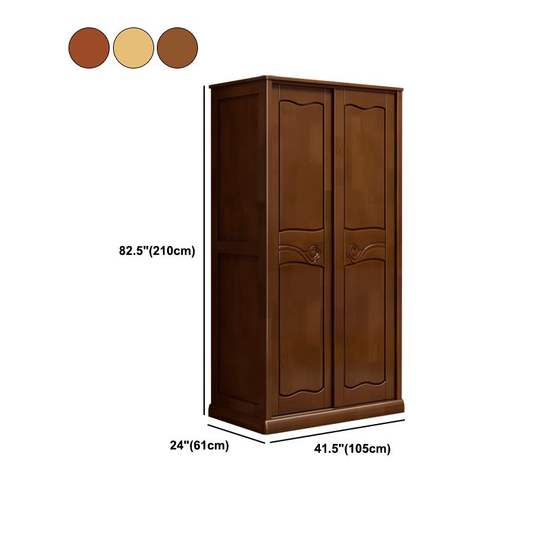 Traditional Sliding Wardrobe Cabinet Rubberwood Wardrobe Armoire