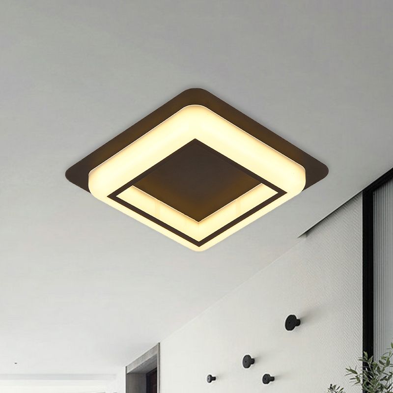Square Ceiling Flush Mount Contemporary Acrylic Bedroom LED Flush Light Fixture in White/Black/Grey