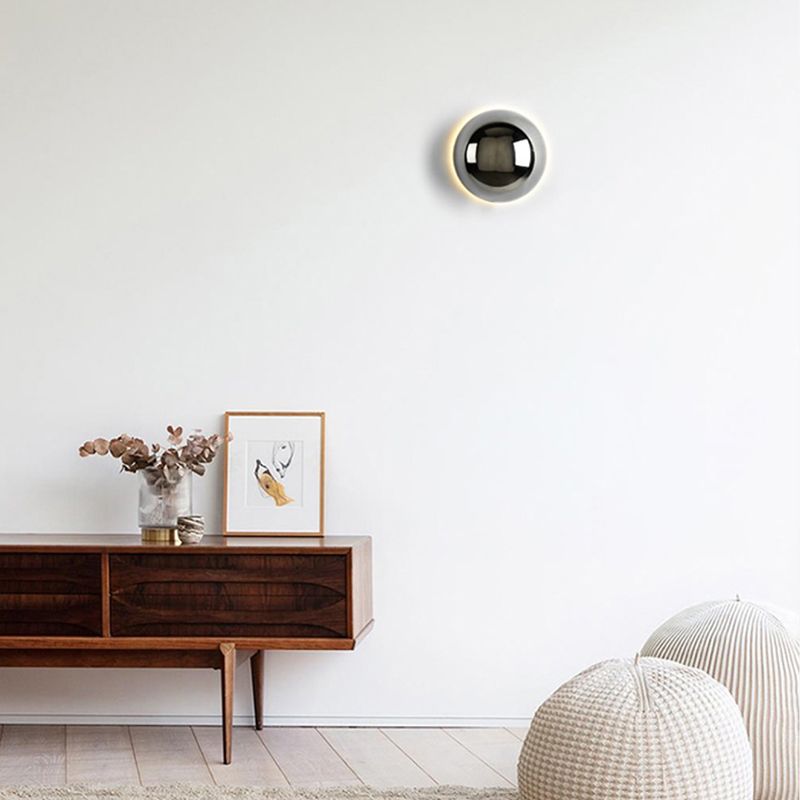 Modern Wall Sconce Circle Shape Wall Light with Metal Shade for Living Room