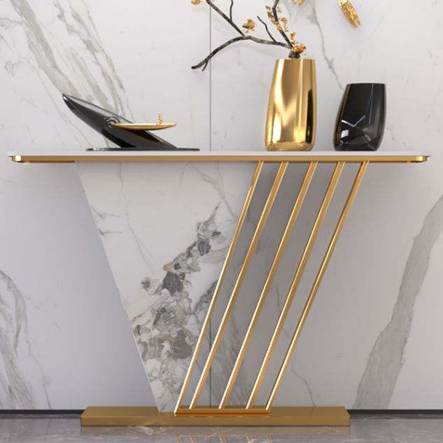 Stone Rectangle Accent Table Modern 31.5" Tall Console Table with 1 Shelf