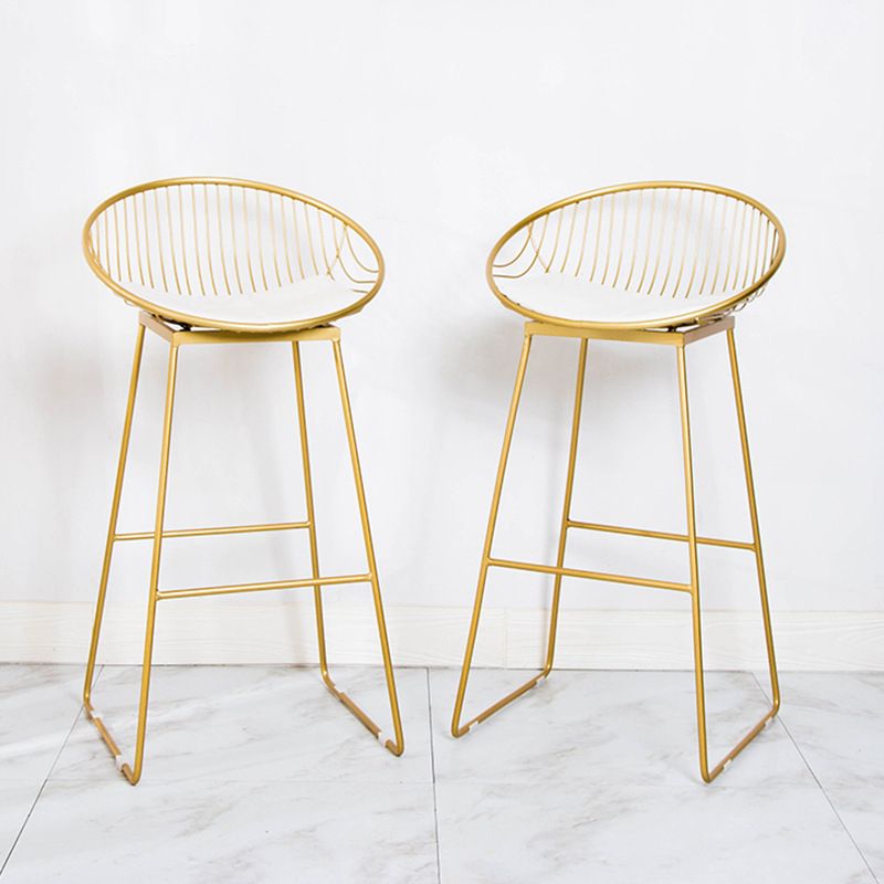 Glam Armless Backrest Counter Stool Iron Bar Stool with Footrest