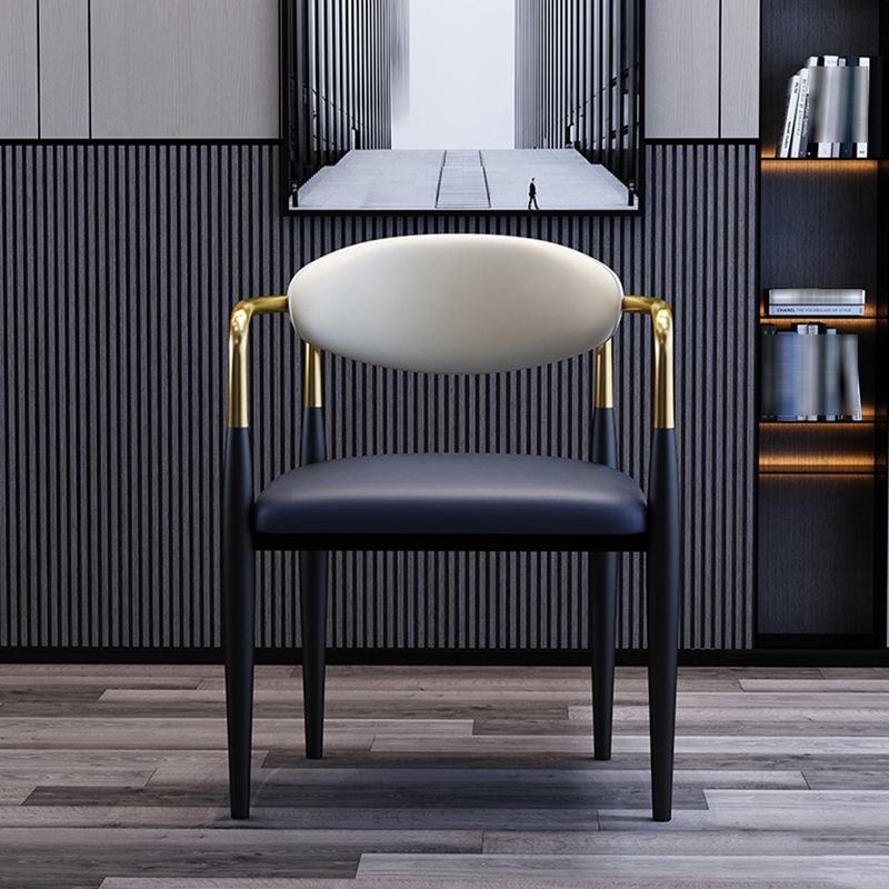 Silla lateral de comedor con respaldo abierto de diseño industrial, sillas de comedor de cuero para el hogar