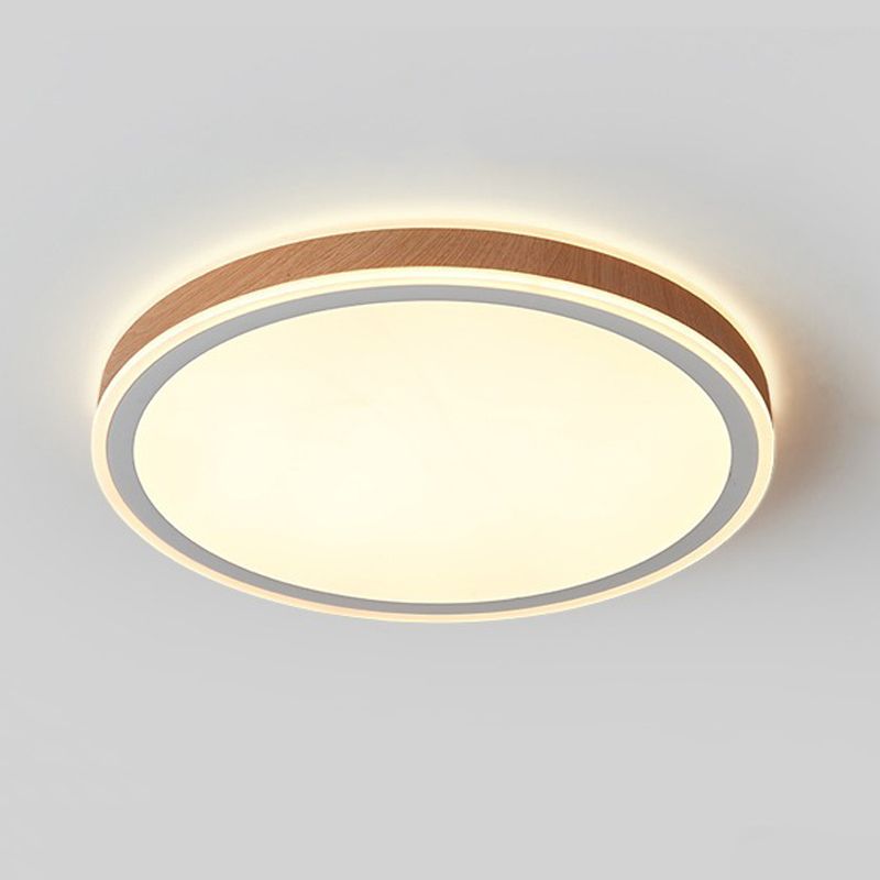 Modern LED Ceiling Mount Light Wooden Ceiling Light with Acrylic Shade for Bedroom