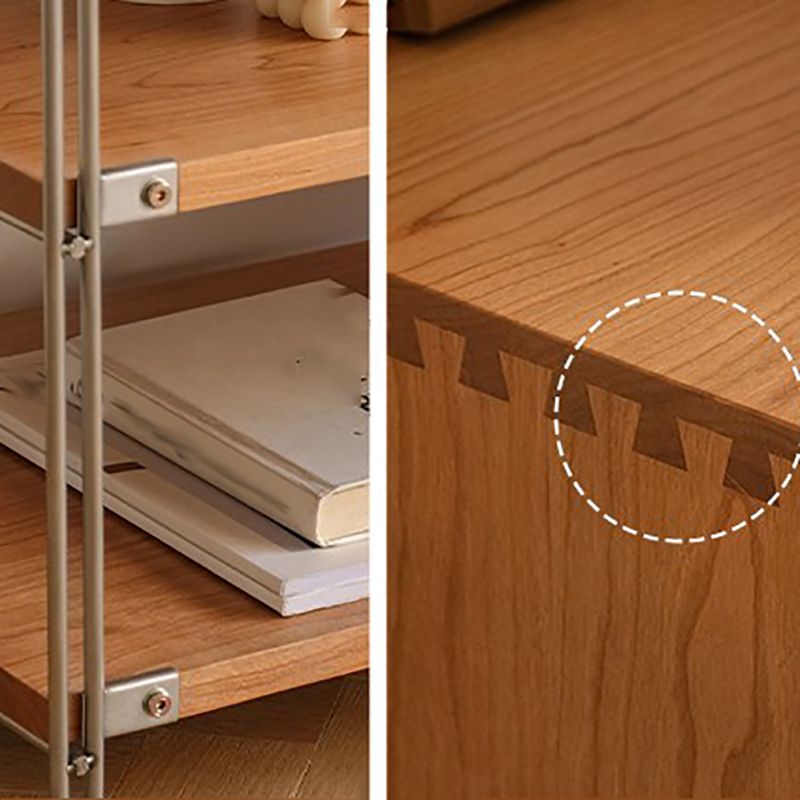 Open Back Horizontal Bookshelf Contemporary Solid Wood Bookshelf for Office