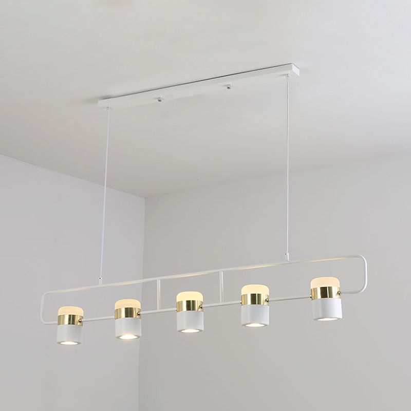 Cylinder Island Lighting Contemporary Metal Island Chandelier Lights for Kitchen