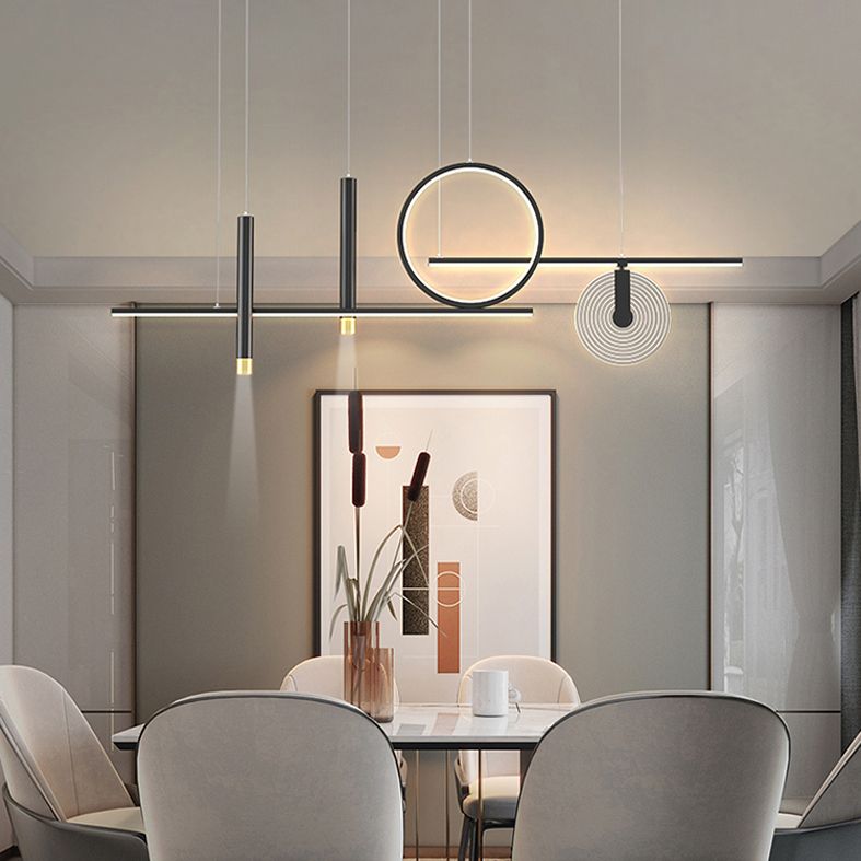 Isola ombreggiata minimalista Isola Light Metal Sala da pranzo LED Isola Penderant Light in Black